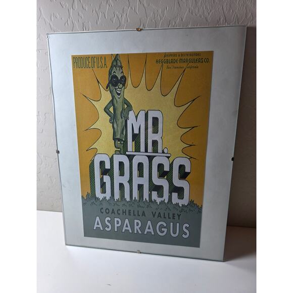 Vintage Mr. Grass Asparagus 1980s Crate Label Print Poster Art Style - Picture 2 of 8